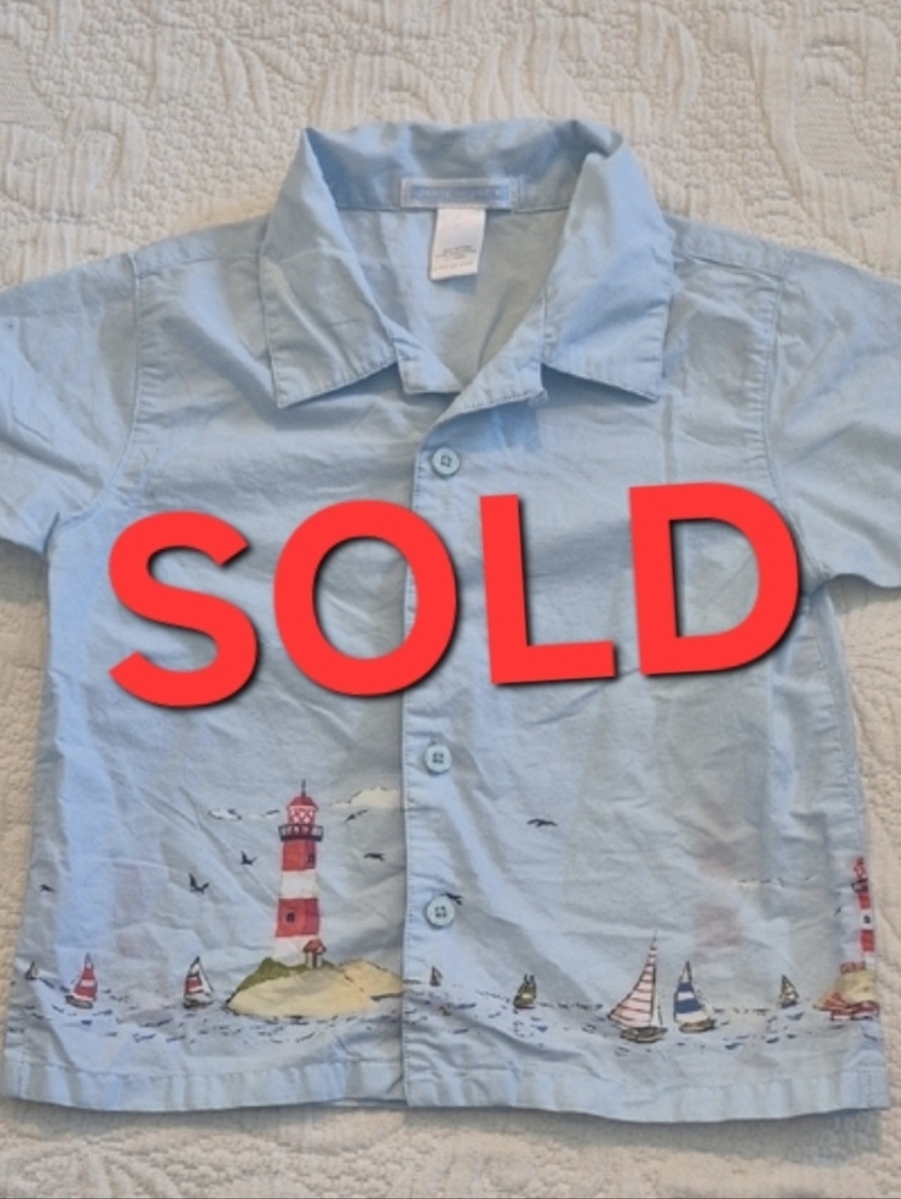 Janie and Jack boys 18 - 24 months short sleeve button up shirt 2005 VGUC HTF